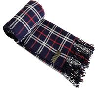 CJ Apparel Navy Blue Dark Blue Men's Nepalese Tartan Design Fashion Scarf Scarves Neck Cover Hand Made in Nepal New