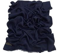 CJ Apparel Navy Blue Dark Blue Solid Colour Fringe Design Nepalese Shawl Scarf Wrap Stole Throw Head Wrap Pashmina Hand Made in Nepal New