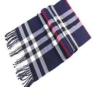 CJ Apparel Navy Blue Tartan Design Nepalese Tassels Shawl Seconds Scarf Wrap Stole Throw Head Wrap Pashmina New