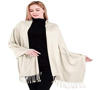 CJ Apparel Off White Ivory Cream Solid Colour Design Nepalese Shawl Seconds Scarf Wrap Stole Throw Head Wrap Pashmina NEW