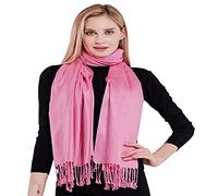 CJ Apparel Pastel Pink Solid Colour Tassels Design Shawl Seconds Scarf Wrap Stole Throw Head Wrap Pashmina
