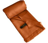 CJ Apparel Persimmon Orange Burnt Orange Solid Colour Fringe Design Nepalese Shawl Seconds Scarf Wrap Stole Throw Head Wrap Pashmina Hand Made in Nepal