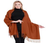 CJ Apparel Persimmon Orange Terracotta Burnt Orange Thick Solid Colour Design Cotton Blend Shawl Seconds Scarf Wrap Stole Throw Head Wrap Pashmina