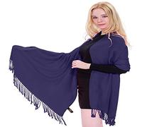 CJ Apparel Plain Design Nepalese Scarf Wrap Stole Pashmina, Indigo-blue, One size