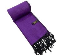 CJ Apparel Purple & Black Solid Color Design Nepalese Shawl Seconds Scarf Wrap Stole Throw Head Wrap Pashmina Hand Made in Nepal New