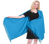 CJ Apparel Thick Plain Design Cotton Blend Scarf Wrap Pashminas, blue, One size