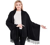 CJ Apparel Thick Solid Colour Design Cotton Blend Shawl Scarf Wrap Pashmina Seconds NEW, One Size, Black Pantone 419