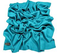 CJ Apparel Turquoise Solid Colour Fringe Design Nepalese Shawl Scarf Wrap Stole Throw Head Wrap Pashmina Hand Made in Nepal