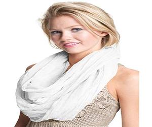 CJ Apparel White Nepalese Mobius Infinity Scarf Snood Cowl Circular Tube Eternity Shawl Pashmina Hand Made in Nepal