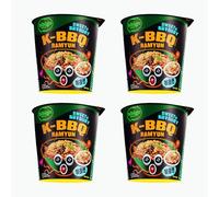 CJ Bibigo Korean Style Stir-Fried Cup Authentic Instant Noodles Ramyun - K-BBQ Flavour 98g [NEW] (Pack of 4)