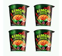 CJ Bibigo Korean Style Stir-Fried Cup Authentic Instant Noodles Ramyun - Original Kimchi Flavour 98g [NEW] (Pack of 4)