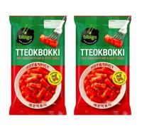CJ Bibigo Tteokbokki - Rice Cake with Hot & Spicy Sauce Korean Tteokbokki Rice Cakes Korean Food Snack 360g (Pack of 2)