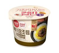 CJ Cooked White Rice with Soy Braised Beef Bibimbap, Korean Instant Rice Bowl, 216g, Pack of 1