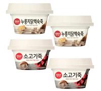 CJ Hetbahn Instant Rice Porridge Assorted Pack - 4-Pack (2x Chicken & Roasted Rice, 2x Beef) - Korean Ready-to-Eat Comfort Meal