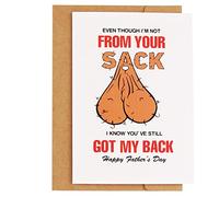 CJ&M Gifts for Stepdad Step father Father in Law Bonus Dad - Even Though I'm Not From Your Sack Funny Stepdad Card - Father's Day Card for Step dad from Stepdaughter Stepson,Stepfather Card