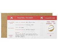 CJ&M Personalised AEROPLANE Scratch Boarding Pass, Surprise Holiday, Vacation, Surprise Scratch off Announcement Gifts for Birthday, Holiday, Christmas, Wedding, Anniversary, Valentine's Day (red)
