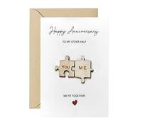 CJ&M Wooden Anniversary Card,Anniversary Card for Couple,Birthday, Jigsaw Card,Happy Wedding Anniversary Card,Cute Handmade Cards for Husband Wife Couple Boyfriend Girlfriend,Gift for Him Her.
