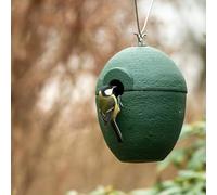 CJ Wildlife Bird Box for Gardens - Bird Nesting Box - Predator-Proof Woodstone Green - For Great Tits Nuthatches Tree Sparrows - FSC® Wood, 32mm Hole, 3.5kg