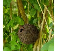 CJ Wildlife Bird Box for Gardens - Bird Nesting Box - Rattan Spherical Birdhouse - Garden Birds Nesting Refuge - Brown