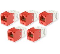 CJ688TGRD Pack of 5 Category 6 TX6 Plus Mini-Com UTP Jack Modules, Red, TG Style, Toolless, RJ45 Ethernet High Performance Network Module, T568A/T568B Wiring