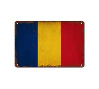CJANY Tin Metal Country Signs The European Country Flags of Romania Old Toilet for Tin Sign 08x12inch