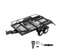 CJAXCG Metal Dual Track Flatbed Rescue Trailer With Hidden Ramps Hitch For 1/18 1/24 RC Crawler TRX4M SCX24 FMS FCX24 AX24 Upgrade Part(1 18)