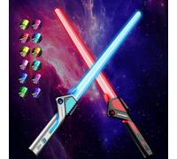 CJBIN 2 x Children's Lightsaber, 12 Colours, Star Wars Lightsaber, 2-in-1 Retractable Lightsaber, Star Wars LED Lightsaber with Light and Sound, Double Blades Light Sword for Cosplay