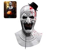 CJBIN Art The Clown Maske, Halloween Clown Mask, Horror Clo-wn Ma-ske, Joker Mas-ke, Terrifier Mas-ke for Halloween Party Carnival Cosplay Props,Realistic and Scary,fits 22-24 Inch Head Circumference