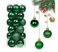 CJBIN Christmas Baubles, 24pcs Christmas Ball Ornaments, Shatterproof Chris-tmas Tree Balls, Chris-tmas Hanging Ba-ll for Christ-mas Holiday Wedding Party Decoration, Dark Green, 3cm
