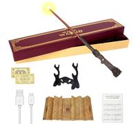 CJBIN Harry P-otter Wand, 38CM Harry Light Up Wand, USB Charging Glow Wands HPotter, Magic HARRY P-otter Wands in Gift Box with Card, Station Ticket, Map, and Holder