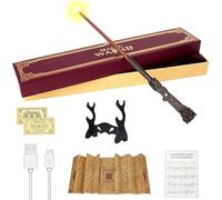 CJBIN Harry Wand mit Lights, 38CM Harry Light Up Wand, USB Charging Glow Wands harry, Magic harry Wands in Gift Box with Card, Station Ticket, Map, and Holder