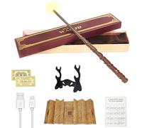 CJBIN Hermione Granger Wand Glow, 38CM Hermione Wands Light Up, USB Charging Hermione Wand, Magic Hermione Granger Wand in Gift Box with Card, Station Ticket, Map, and Holder