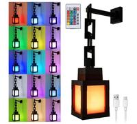 CJBIN Pixelated Lantern Night Light, USB Rechargeable Wall Night Light with 16 Color, LED Mood Light Touch Switch & Remote Control, Bedside Lamp Dimmable for Cosplay Toys Gifts Room Dectoror