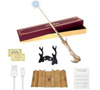 CJBIN Voldemort Wand Glow, 38CM Lord Wand Voldemort Light Up, USB Charging Voldemort Wands, Magic Voldemort Wands in Gift Box with Card, Station Ticket, Map, and Holder