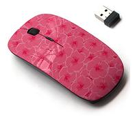 CJCBROES 2.4G Wireless Mouse with Cute Pattern Design for All Laptops and Desktops with Nano Receiver - Hibiscus Flowers Tropical Exotic