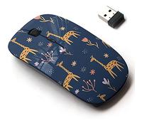 CJCBROES 2.4G Wireless Mouse with Cute Pattern Design for All Laptops and Desktops with Nano Receiver - Romantic Pattern Giraffe Stylish