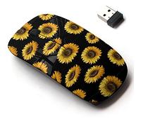 CJCBROES 2.4G Wireless Mouse with Cute Pattern Design for All Laptops and Desktops with Nano Receiver - Sunflowers on Black, M-BLKHIM-13328