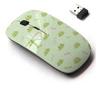 CJCBROES 2.4G Wireless Mouse with Cute Pattern Design for All Laptops and Desktops with Nano Receiver - Cute Frogs Dragonflies