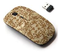 CJCBROES 2.4G Wireless Mouse with Cute Pattern Design for All Laptops and Desktops with Nano Receiver - Retro Brown Watercolor Texture Grunge