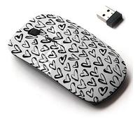 CJCBROES 2.4G Wireless Mouse with Cute Pattern Design for All Laptops and Desktops with Nano Receiver - Heart Ink