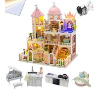 Cjeuxnr 3D Wood Puzzle Cottage Model, DIY Miniature Building Kit with Music Box, Christmas Theme Dollhouse with Lights, Art Deco Style Adult Craft (L2503-ZY)