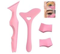 Cjeuxnr 4 Pcs Silicone Stencils,Lashes Stamp Kit,Reusable Beauty Ruler Aid,Silicone Cosmetic Tools Set for Eyelashes,Eyeshadow,Lipstick