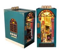 Cjeuxnr DIY Book Nook Kit Bookend Stand Bookshelf Insert Bookcase Miniature House Room Model with LED Light 3D Wooden Puzzle Model Building (An Oriental Tale)