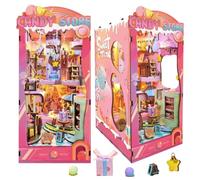 Cjeuxnr DIY Book Nook Kit Mini Dollhouse Booknook Bookshelf Set 3D Wooden Puzzle with LED Decorative, Halloween Creative Home Decor for Adult (Gardens)