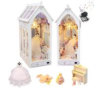 Cjeuxnr DIY Book Nook Kit Miniature Wedding Clothes House 3D Wooden Puzzle with LED Lights Bookshelf Lnsert Decor Bookend Dollhouse Kit Crafts for Adults