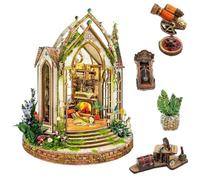 Cjeuxnr DIY Building Model Kit, LED 3D Wood Puzzle, Miniature Architecture Craft, for Adults