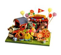 Cjeuxnr DIY Mini Dollhouse Kit Wooden Doll House with LED Lights Handmade Shop Room Miniature Dolls House Kit,Creative Craft Home Decor Gift for Teen, (Circus Train Series)
