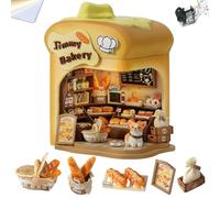 Cjeuxnr DIY Miniature House Kit Dollhouse Scene Model Assembly Miniature Building Set with LED Lighting Adult Craft Enthusiast Gift