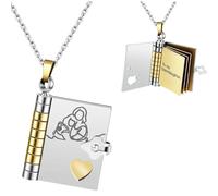 CJFBDFC Granddaughter Necklaces For Girls Gifts Mum Daughter Granddaughter, Book Pendant With 6 Pages Of Engraved Information, Mothers Day Valentines Her, Unique Stocking Fillers-2 Granddaugh