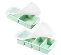 CJFBDFC Ice Cube Tray Large Soup Freezer Tray, 2pcs Mould With Lid, 4 Compartment Food Portion Meal Prep Storage Containers Trays For Storing And Freezing Broth Sauce-2 Grids+4 G